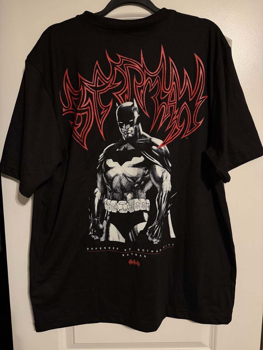 Batman Metal Batman Art Adult Black Crew Neck Short Sleeve T-shirt